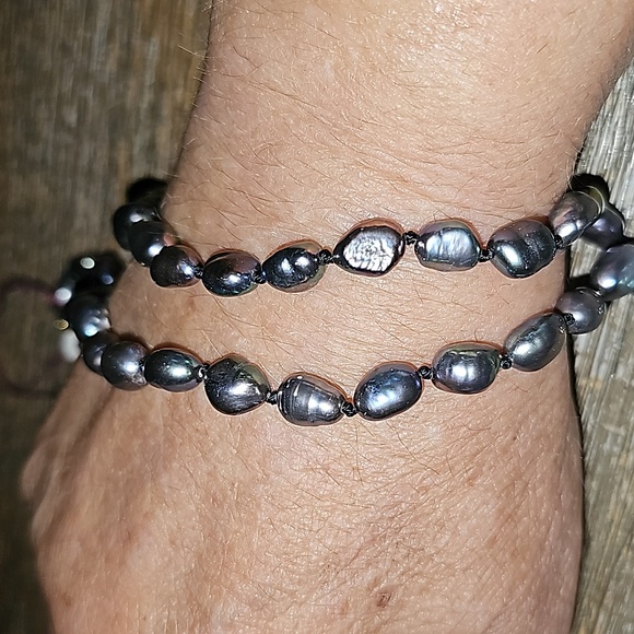 New Silver/Purple Freshwater pearls necklace - Picture 5 of 5